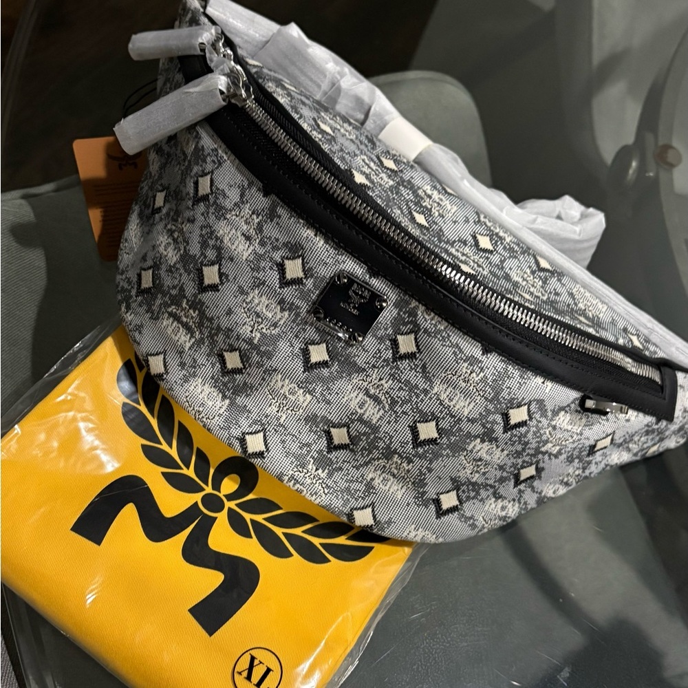 MCM Fursten Belt Bag In Denim Visetos